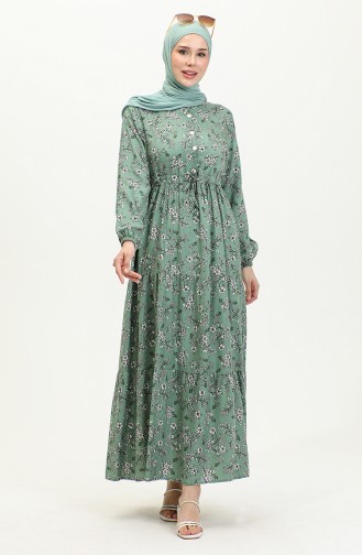 Viscosejurk Met Madeliefjespatroon 0425-01 Groen 0425-01
