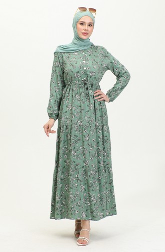 Viscosejurk Met Madeliefjespatroon 0425-01 Groen 0425-01