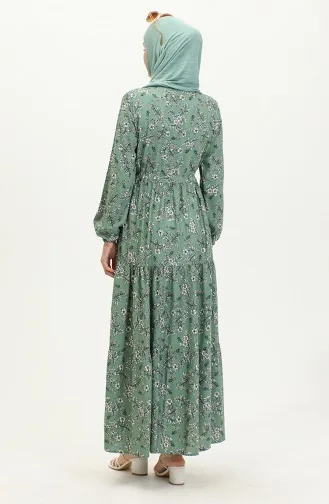 Viskosekleid Mit Gänseblümchenmuster 0425-01 Grün 0425-01