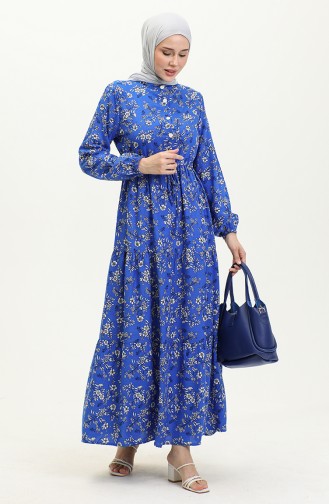 Papatya Desen Viskon Elbise 0425-03 Saks