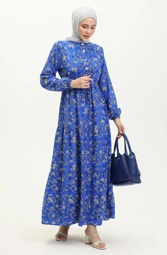 Daisy Pattern Viscose Dress 0425-03 Saks 0425-03