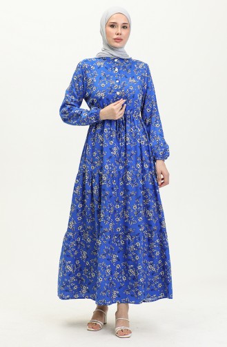 Papatya Desen Viskon Elbise 0425-03 Saks