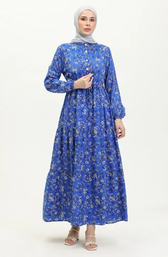 Daisy Pattern Viscose Dress 0425-03 Saks 0425-03