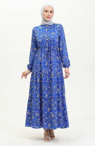 Papatya Desen Viskon Elbise 0425-03 Saks