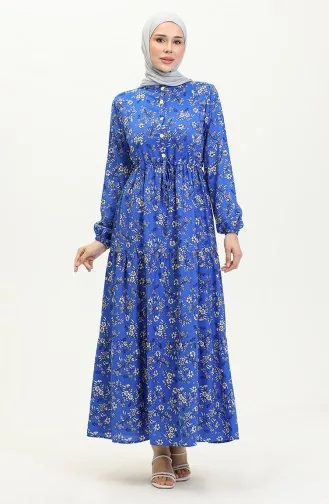 Daisy Pattern Viscose Dress 0425-03 Saks 0425-03