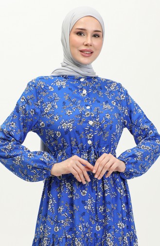 Papatya Desen Viskon Elbise 0425-03 Saks
