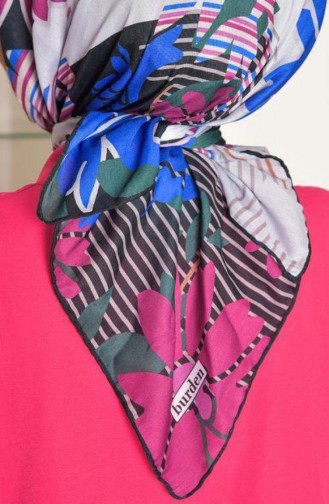 Papatya Soft Cotton Patterned Scarf Fuchsia Papatya00 0101 00_0101