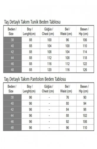 Taş Detaylı Takım Siyah 19203