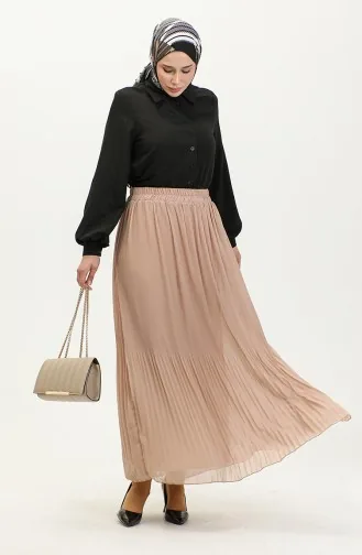 Jupe Plissée 3009-01 Beige 3009-01