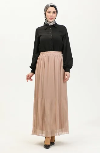 Jupe Plissée 3009-01 Beige 3009-01