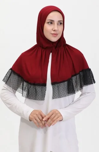 Praktischer Schal Mit Tülldetails 1270-02 Weinrot 1270-02