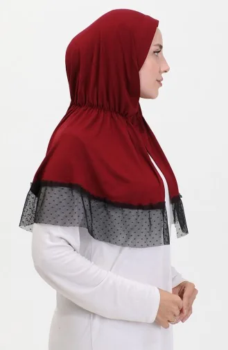Praktischer Schal Mit Tülldetails 1270-02 Weinrot 1270-02
