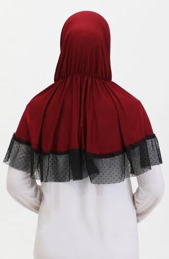 Praktischer Schal Mit Tülldetails 1270-02 Weinrot 1270-02