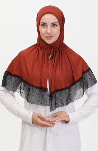 Châle Pratique Détaillé En Tulle 1270-10 Carreau 1270-10