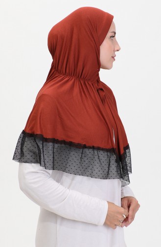 Tulle Detailed Practical Shawl 1270-10 Tile 1270-10
