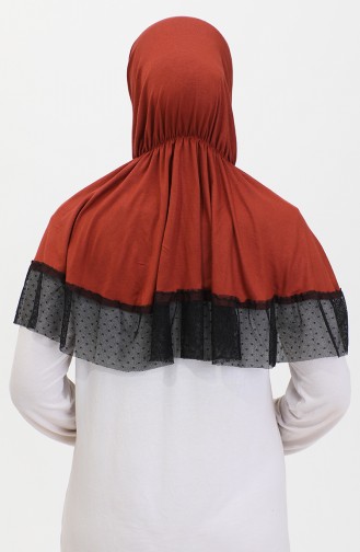Tulle Detailed Practical Shawl 1270-10 Tile 1270-10