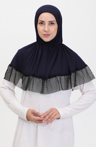 Tule Gedetailleerde Praktische Sjaal 1270-08 Marineblauw 1270-08