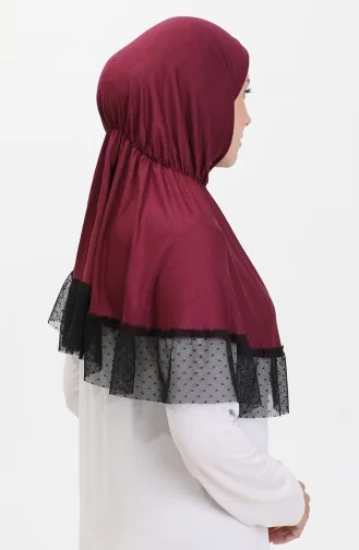 Praktischer Schal Mit Tülldetails 1270-11 Pflaume 1270-11