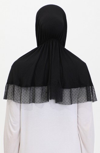 Praktischer Schal Mit Tülldetails 1270-04 Schwarz 1270-04
