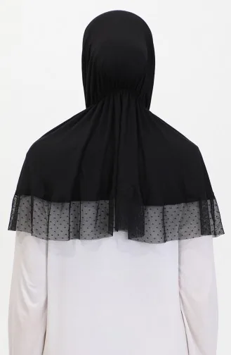 Tulle Detailed Practical Shawl 1270-04 Black 1270-04