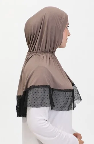 Tulle Detailed Practical Shawl 1270-12 Mink 1270-12