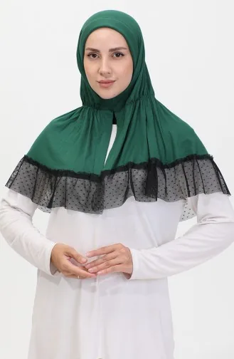 Tule Gedetailleerde Praktische Sjaal 1270-03 Smaragdgroen 1270-03