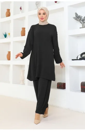 Aerobin Kol Detaylı İkili Takım 103-01 Siyah