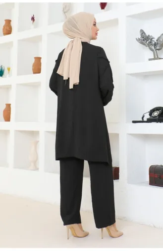 Aerobin Kol Detaylı İkili Takım 103-01 Siyah