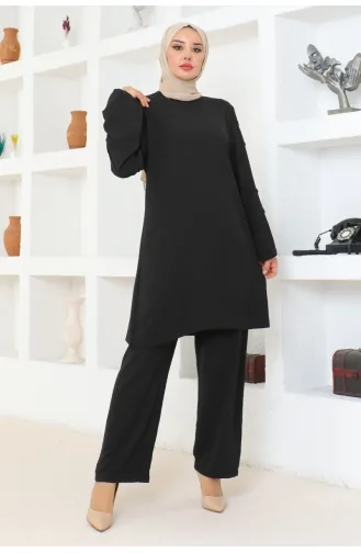 Aerobin Kol Detaylı İkili Takım 103-01 Siyah