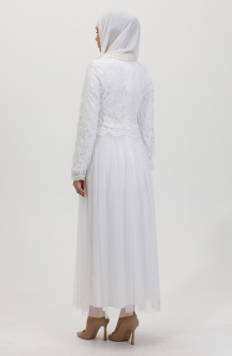 Robe De Soirée Recouverte De Dentelle 5369-01 Blanc 5369-01