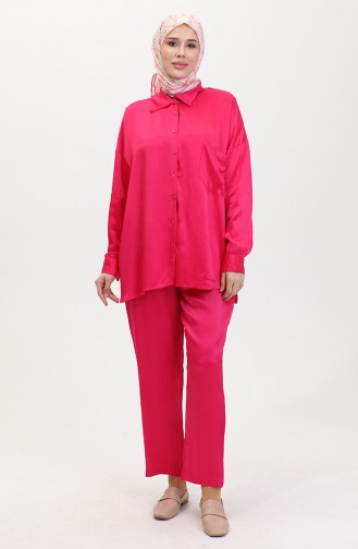 Satin-Tunika-Hose Doppelanzug 0028-01 Fuchsia 0028-01