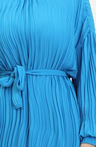 Pleated Belted Dress 0024-01 Indigo 0024-01
