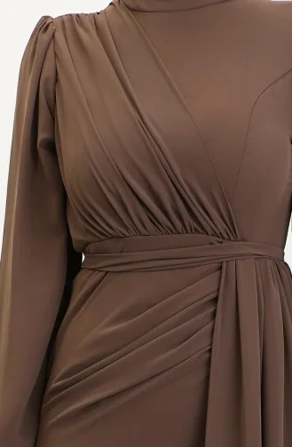 Abendkleid Mit Faltengürtel 5711B-05 Braun 5711B-05