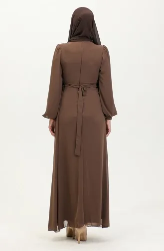 Abendkleid Mit Faltengürtel 5711B-05 Braun 5711B-05