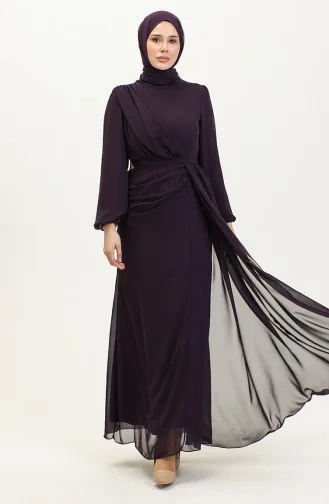 Abendkleid Mit Faltengürtel 5711B-01 Lila 5711B-01