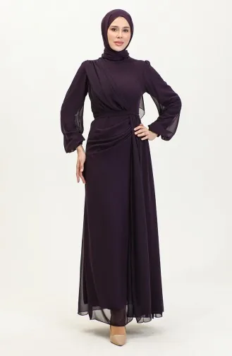Abendkleid Mit Faltengürtel 5711B-01 Lila 5711B-01