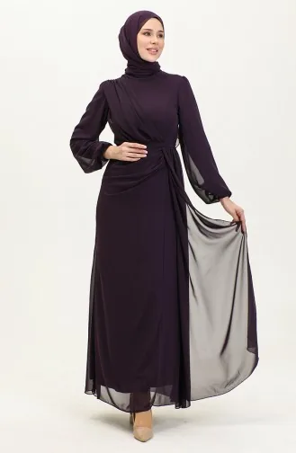 Abendkleid Mit Faltengürtel 5711B-01 Lila 5711B-01