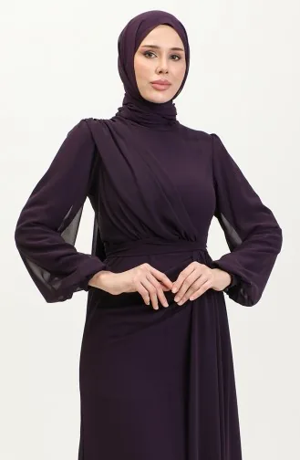 Abendkleid Mit Faltengürtel 5711B-01 Lila 5711B-01