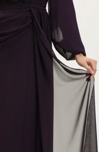 Abendkleid Mit Faltengürtel 5711B-01 Lila 5711B-01