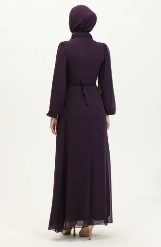 Abendkleid Mit Faltengürtel 5711B-01 Lila 5711B-01