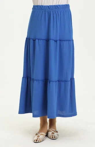 Respiro Beli Lastikli Sade Uzun Kat Kat Etek 8704-01 Saks