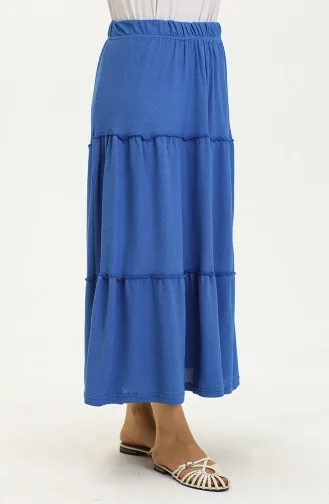 Respiro Beli Lastikli Sade Uzun Kat Kat Etek 8704-01 Saks