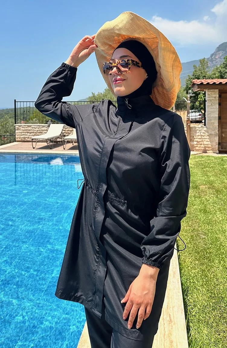Maillot De Bain Hijab Avec Sac 5037-01 Noir 5037-01