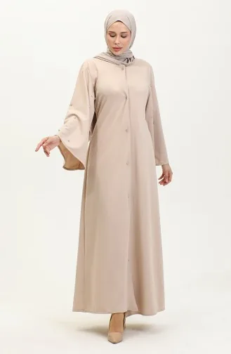 عباية بتصميم حجر مقاس كبير 8028-02 بيج فاتح 8028-02