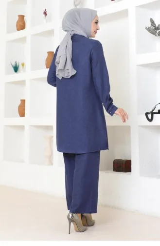 Ruffle Detailed Suit Indigo 19224 15265