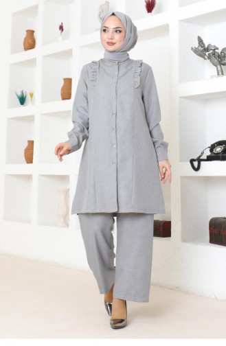 Costume Détail Volant Gris 19224 15267