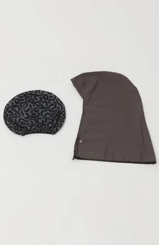 Akbeniz Gemusterter Hijab-Badeanzug Für Damen Mit Hose Geräuchert 31074 4590