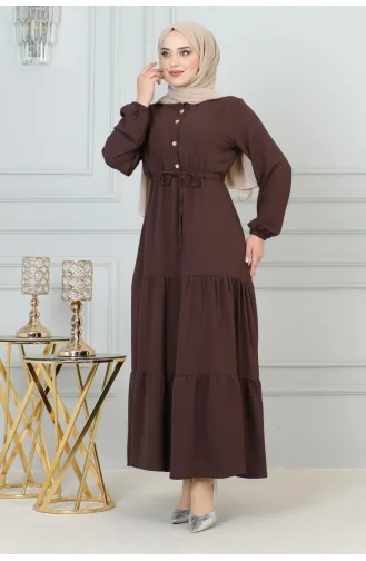 Afra Spitzendetailkleid 0001-01 Braun 0001-01