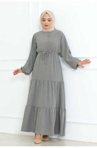 Afra Kleid Mit Spitzendetail 0001-02 Grau 0001-02
