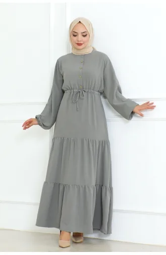 Afra Lace Detailed Dress 0001-02 Gray 0001-02